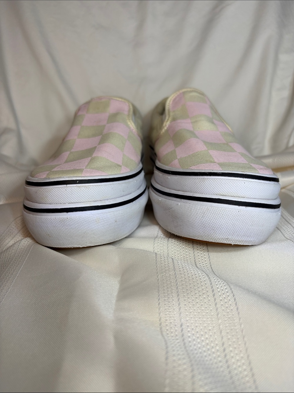 Vans Slip-On Checkerboard Platforms in Pink and Cream - Picture 7 of 14